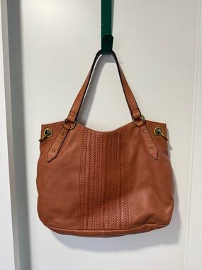 The Sak Woven Leather Shoulder Bag - Cognac Brown